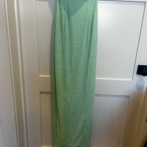 Oh Polly Palermo , Embellished Bandeau Cowl neck Maxi dress in mint . US 2 - Picture 8 of 8